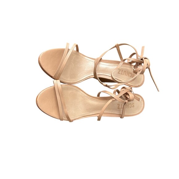 SCHUTZ Women's Deonne Casual Nappa Leather Sandal 8.5 Beige Strappy Wedge - Picture 6 of 6